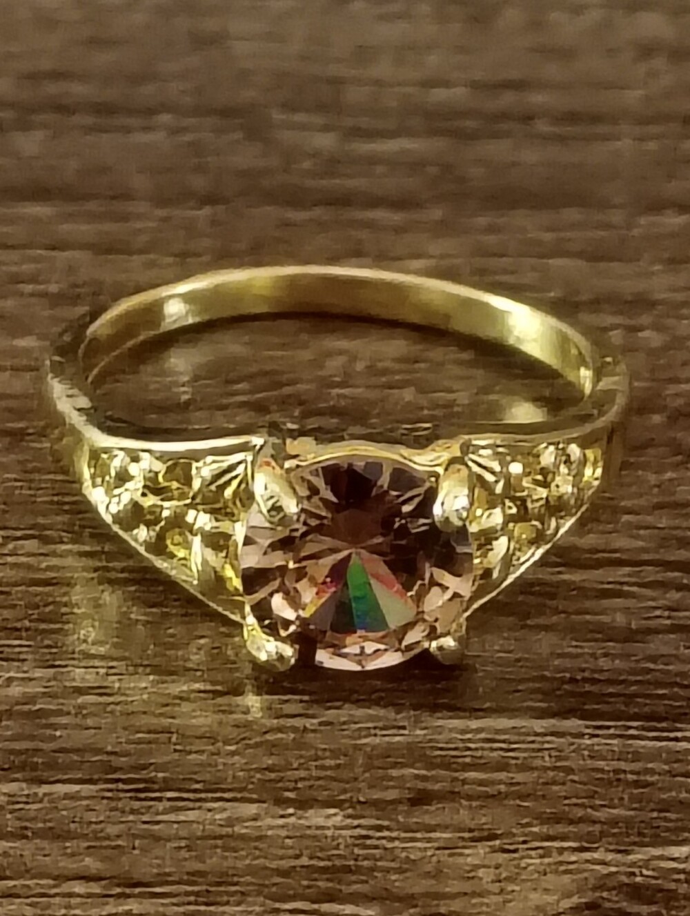 size 8 ring gold tone crystal alloy fashion statement jewelry